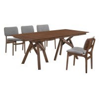 Armen Living Cortina Lima 5 Piece Walnut Dining Set