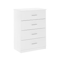 Furinno Tidur Simple Design 4Drawer Dresser with Handle Solid White