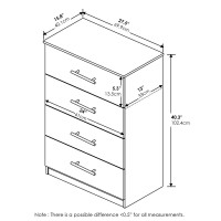 Furinno Tidur Simple Design 4Drawer Dresser with Handle Solid White