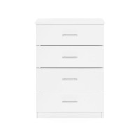 Furinno Tidur Simple Design 4Drawer Dresser with Handle Solid White