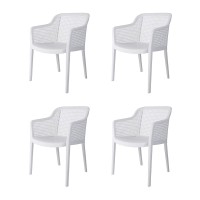 Lagoon Grace Polypropylene Stackable Dining Chair - 4 Pieces/Set (White)
