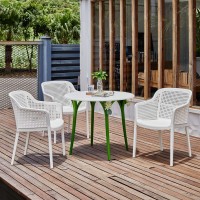 Lagoon Grace Polypropylene Stackable Dining Chair - 4 Pieces/Set (White)