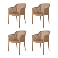 Lagoon Grace - Stackable Polypropylene Dining Chair - 4 Pieces/Set (Camel)