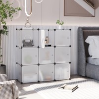 Cahome Cube Storage Organizer With Doors 9Cube Shelves Closet Cabinet Diy Plastic Modular Bookshelf Ideal For Bedroom Livi