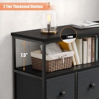 Enhomee Dresser For Bedroom With Shelf, Black Dresser For Bedroom With 2 Shelves And Metal Frame, Tall Dressers For Bedroom, Closets, Nursery, Dressers & Chest Of Drawers, Black Grey