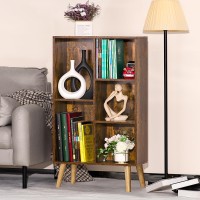 Leyaoyao 5 Cube Small Bookshelf 3 Tier Midcentury Bookcase With Legs Wood Bookshelves Storage Organizer Shelf Narrow Book Shelv