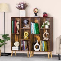 Leyaoyao 5 Cube Small Bookshelf 3 Tier Midcentury Bookcase With Legs Wood Bookshelves Storage Organizer Shelf Narrow Book Shelv