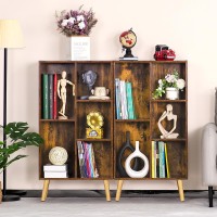 Leyaoyao 5 Cube Small Bookshelf 3 Tier Midcentury Bookcase With Legs Wood Bookshelves Storage Organizer Shelf Narrow Book Shelv