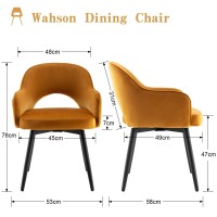 Wahson Set Of 4 Velvet Dining Chair Kitchen Chair With Metal Legs, Living Room Chair For Bedroom/Restaurant (Yellow-4)