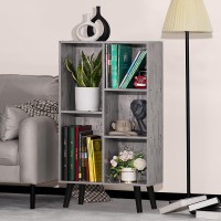 5 Cube Small Bookshelf 3 Tier Midcentury Modern Bookcase With Legs Wood Bookshelves Storage Organizer Shelf Free Standing Narro