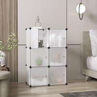 C&Ahome Cube Storage Organizer With Doors, 6-Cube Shelves, Closet Cabinet, Diy Plastic Modular Bookshelf Ideal For Bedroom, Living Room, 36.6?? X 12.4?? X 36.6?? White Usbtm3006B-Door