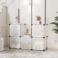 C&Ahome Cube Storage Organizer With Doors, 6-Cube Shelves, Closet Cabinet, Diy Plastic Modular Bookshelf Ideal For Bedroom, Living Room, 36.6?? X 12.4?? X 36.6?? White Usbtm3006B-Door