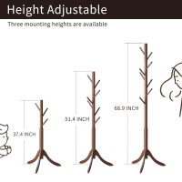 Coatrack 8 Standing Bamboo Coat Rack Hat Hanger 8 Hook For Jacket, Purse, Scarf Rack, Umbrella Tree Stand (Brown)