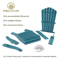 Psilvam Adirondack Chair, Oversized Poly Lumber Fire Pit Chair With Cup Holder, 350Lbs Support Patio Chairs For Garden, Weather Resistant Outdoors Seating, Relaxing Gift For Father & Mother (1,Blue)