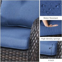 Hummuh 3Piece Swivel Rocking Rattan Chair Outdoor Patio Bistro Furniture Conversation Set Cushioned Wicker Chair With Glass C