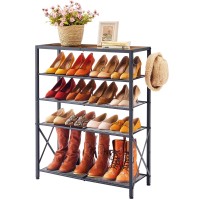 Tajsoon 5 Tier Shoe Rack Organizer For 1620 Pairs Of Shoes Front Door Shoe Rack With 2 Hooks Metal Mesh Shoe Shelf For Entryw