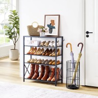 Tajsoon 5 Tier Shoe Rack Organizer For 1620 Pairs Of Shoes Front Door Shoe Rack With 2 Hooks Metal Mesh Shoe Shelf For Entryw