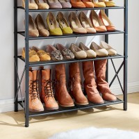 Tajsoon 5 Tier Shoe Rack Organizer For 1620 Pairs Of Shoes Front Door Shoe Rack With 2 Hooks Metal Mesh Shoe Shelf For Entryw