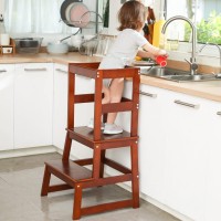 Kitchen Step Stool For Toddlers, Montessori Kids Learning Stool,Baby Standing Tower For Counter,Children Standing Helper (Walnut)