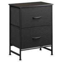 Wlive Nightstand, Nightstand With 2 Drawers, Bedside Furniture, Night Stand, Small Dresser For Bedroom, College Dorm, End Table With Fabric Bins, Dormitory, Charcoal Black, Size L
