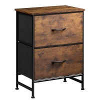 Wlive Nightstand, Nightstand With 2 Drawers, Bedside Furniture, Night Stand, Small Dresser For Bedroom, College Dorm, End Table With Fabric Bins, Dormitory, Rustic Brown Wood Grain Print, Size L