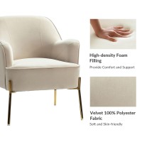 Tina'S Home Velvet Accent Chair Upholstered, Velvet Armchair, Mid Century Modern Chair With Gold Metal Legs, Tufted Accent Chairs(Tan)