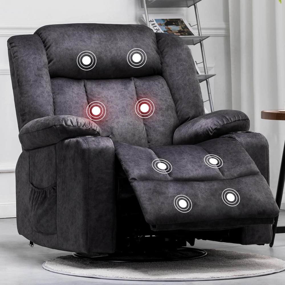 Comhoma Recliner Chair Massage Rocker With Heated 360 Degree Swivel Lazy Boy Recliner Single Sofa Seat With Cup Holders For Livi