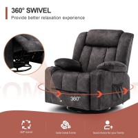 Comhoma Recliner Chair Massage Rocker With Heated 360 Degree Swivel Lazy Boy Recliner Single Sofa Seat With Cup Holders For Livi