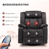 Comhoma Recliner Chair Massage Rocker With Heated 360 Degree Swivel Lazy Boy Recliner Single Sofa Seat With Cup Holders For Livi