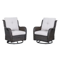 Hummuh Outdoor Swivel Rocker Wicker Patio Chairs Set Of 2 Rattan Rocking Chair Furniture Set Brownbeige