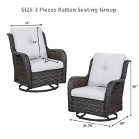 Hummuh Outdoor Swivel Rocker Wicker Patio Chairs Set Of 2 Rattan Rocking Chair Furniture Set Brownbeige