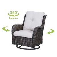 Hummuh Outdoor Swivel Rocker Wicker Patio Chairs Set Of 2 Rattan Rocking Chair Furniture Set Brownbeige