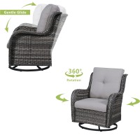 Hummuh Outdoor Swivel Rocker Wicker Patio Chairs Set Of 2 Rattan Rocking Chair Furniture Setgrey Grey