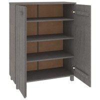 vidaXL HAMAR Solid Wood Pine Shoe Cabinet Light Gray 335 x 157 x 425 with Wooden Handles Multiple Shelves Perfect for