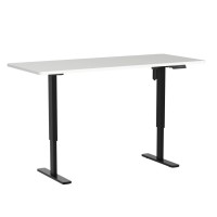 Vivo Electric Height Adjustable 71 X 30 Inch Memory Stand Up Desk, White Table Top, Black Frame, Standing Workstation With Preset Controller, 1B Series, Desk-Kit-1B7W