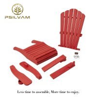 Psilvam Adirondack Chair, Oversized Poly Lumber Fire Pit Chair With Cup Holder, 350Lbs Support Patio Chairs For Garden, Weather Resistant Outdoors Seating, Relaxing Gift For Father & Mother (Red)
