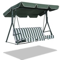 3 Person Outdoor Patio Swing Chair Replacement Canopy + Removable Seat Cover, Garden Swing Cover For Patio Yard Swin Canopy Seat Furniture Cover Waterproof Sunshade Uv Block(Green)