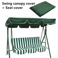 3 Person Outdoor Patio Swing Chair Replacement Canopy + Removable Seat Cover, Garden Swing Cover For Patio Yard Swin Canopy Seat Furniture Cover Waterproof Sunshade Uv Block(Green)