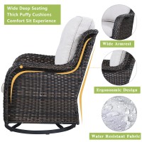 Rilyson Wicker Rocking Chair Swivel Chairs 2 Piece Rocker Patio Chairs Set Rattan Rocking Chair For Outdoor Porch Deck Garden