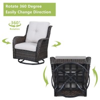 Rilyson Wicker Rocking Chair Swivel Chairs 2 Piece Rocker Patio Chairs Set Rattan Rocking Chair For Outdoor Porch Deck Garden