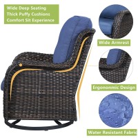 Rilyson Wicker Rocking Chair Swivel Chairs 2 Piece Rocker Patio Chairs Set Rattan Rocking Chair For Outdoor Porch Deck Garden