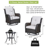 Rilyson Wicker Rocking Chair Swivel Chairs 3 Piece Rocker Patio Furniture Set Rattan Rocking Bistro Sets With Glass Top Side T