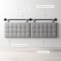 Nathan James Remi Tufted Wall Mount Hanging Upholstered Headboard, King, Grey/Black