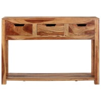 vidaXL Solid Acacia Wood Console Table with 3 Drawers and Sheesham Finish Elegant Design Versatile Use as Side Table or Telep