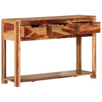 vidaXL Solid Acacia Wood Console Table with 3 Drawers and Sheesham Finish Elegant Design Versatile Use as Side Table or Telep