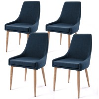 E&D Furniture Dining Chairs, Living Room Chair Set Of 4 Accent Chair Blue Fabric Dining Comfy Chair For Kitchen Upholstered Dining Chairs Kitchen And Dining Room Metal Leg Chair