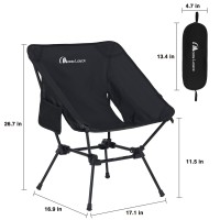 Moon Lence Camping Chairs Compact Backpacking Chair, 400 Lbs Capacity, Heavy Duty, Folding Chairs With Side Pockets Packable Lightweight For Hiking & Beach, Black