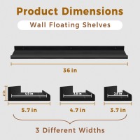 Annecy Floating Shelves Wall Mounted Set Of 3 36 Inch Black Rustic Wood Shelves For Wall Wall Storage Shelves With Guardrail D