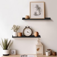 Annecy Floating Shelves Wall Mounted Set Of 3 236 Inch Black Rustic Wood Shelves For Wall Wall Storage Shelves With Guardrail