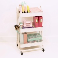 Craftelier - Metal Organisation Storage Cart With 3 Trays 4 Castor Wheels 360 With Brakes Max. Tray Load 2,99 Kg Distance Between Trays 25,5 Cm Size 78 X 40 Cm - White Colour